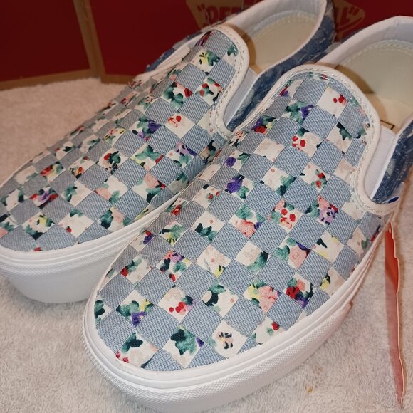 Vans Men's 3.5/Women's 5 Slip On Stacked Woven Floral Platform Shoes VN0A7Q5BB12 - Picture 6 of 12